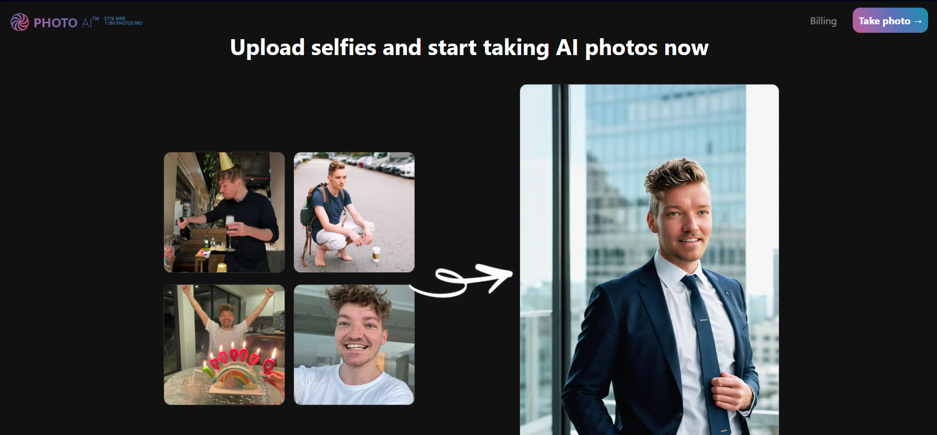 PhotoAI generation results gallery