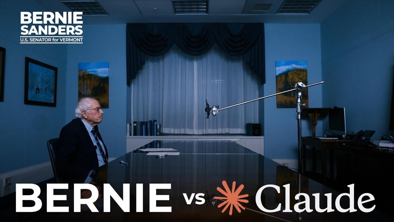 Bernie Sanders speaking to Claude AI agent in a video about privacy and surveillance