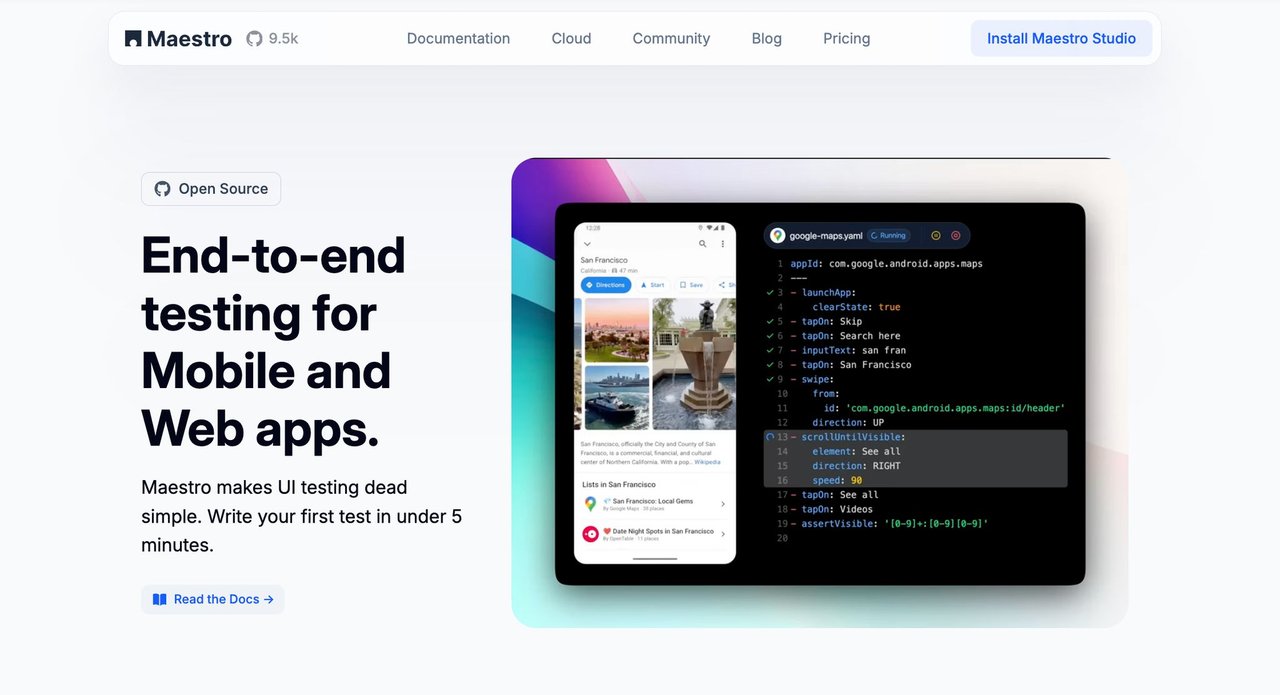 Maestro compared to other testing tools