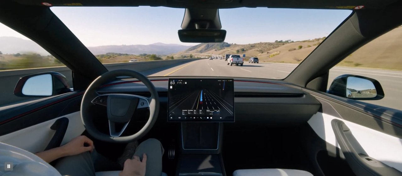 Tesla Model Y FSD interface showing the self-driving system
