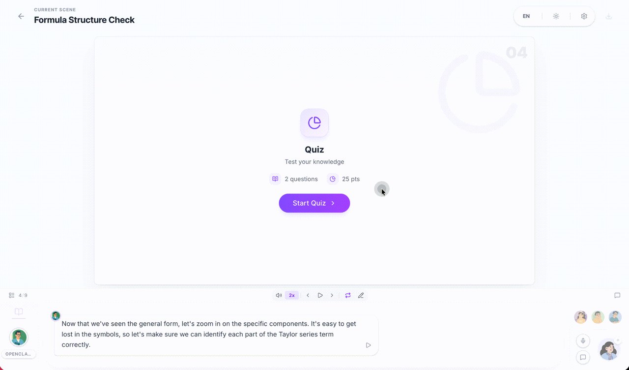 OpenMAIC interactive quiz demo