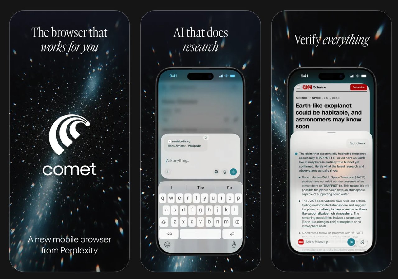 Perplexity Comet AI browser for iPhone