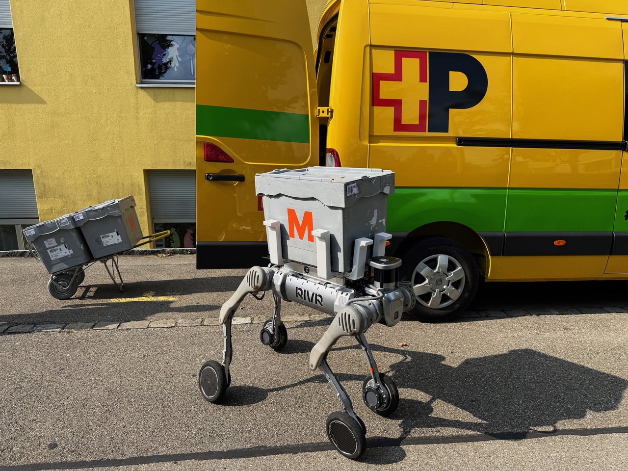 Rivr robot delivering packages during Swiss Post pilot program