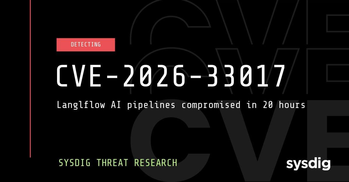 Sysdig analysis of CVE-2026-33017 Langflow exploitation timeline
