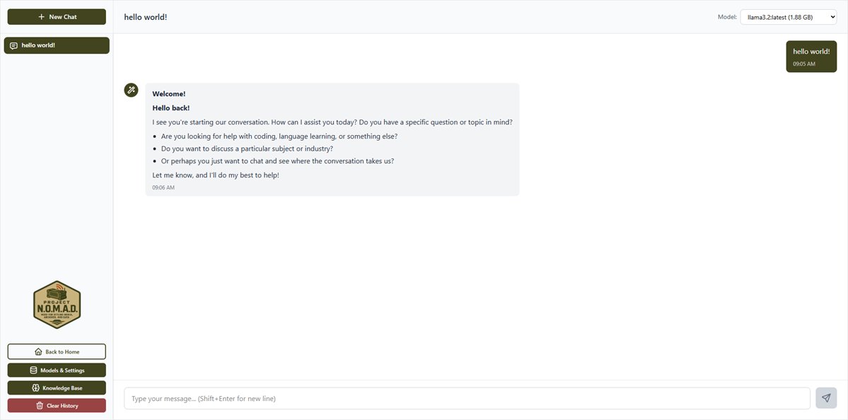Project Nomad AI chat interface running locally