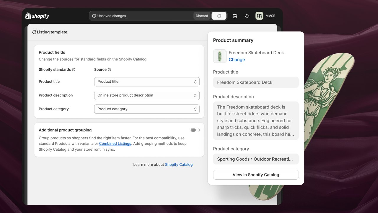 Shopify Agentic Storefronts UI showing products inside an AI conversation