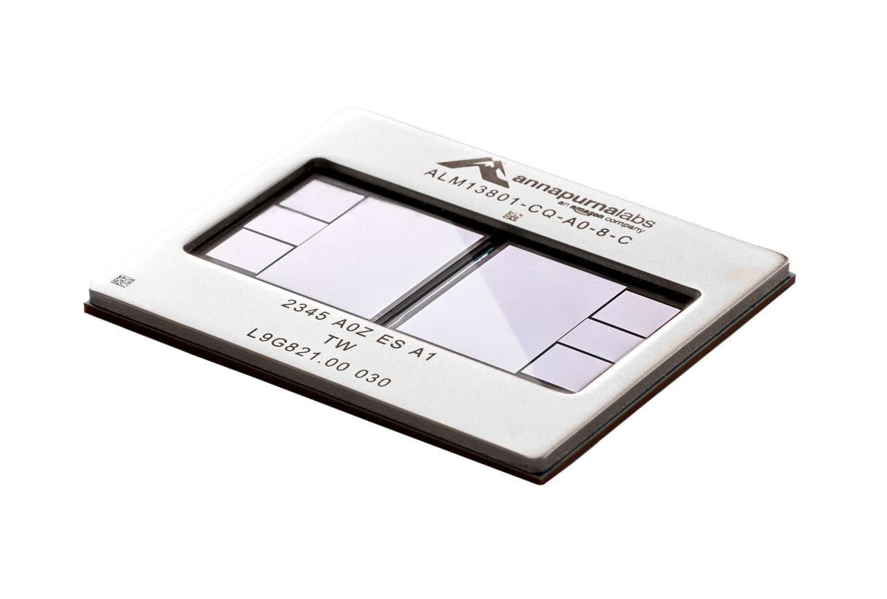 AWS Trainium2 AI chip close-up