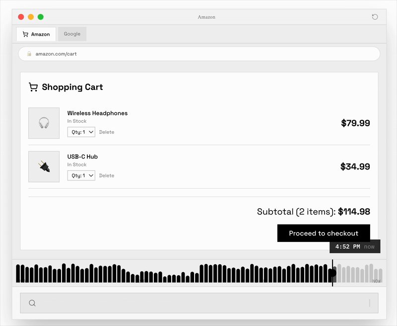 Screenpipe demo showing AI-powered screen search and timeline