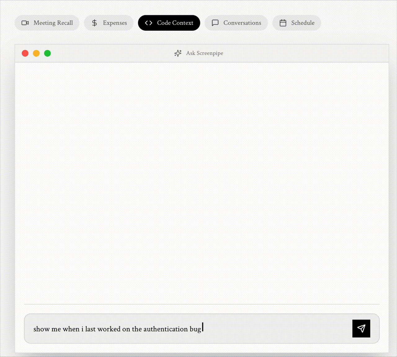 Screenpipe timeline and search interface