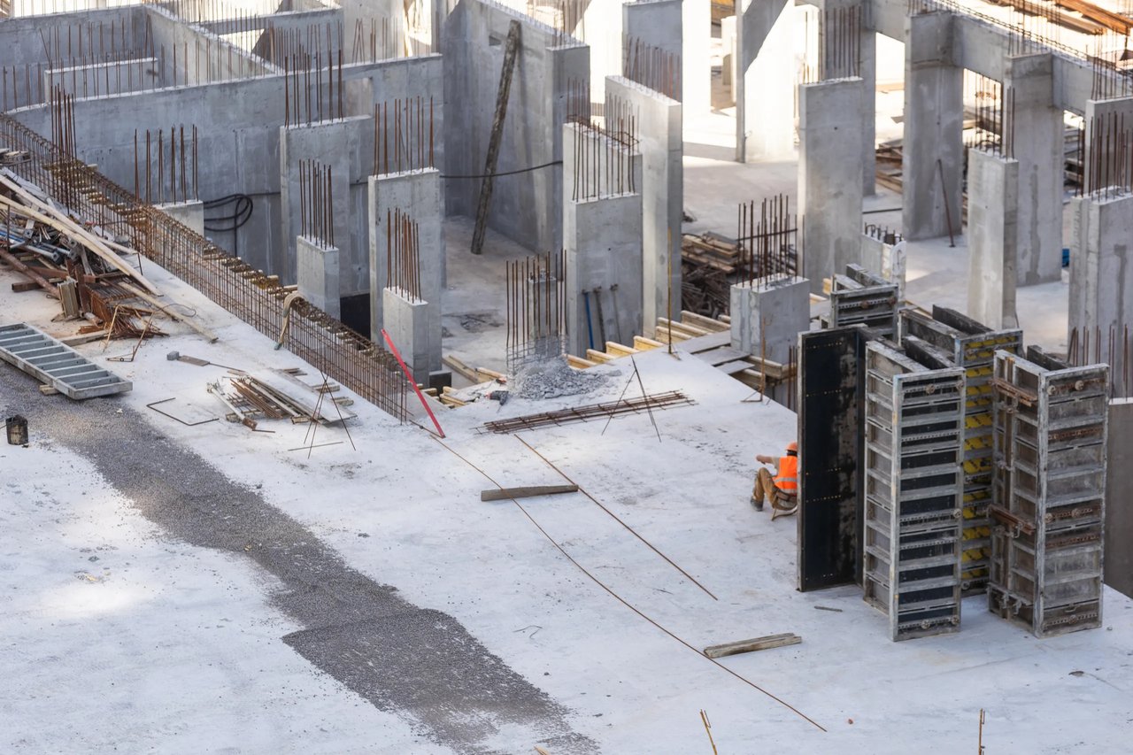 Construction worker at data center building site