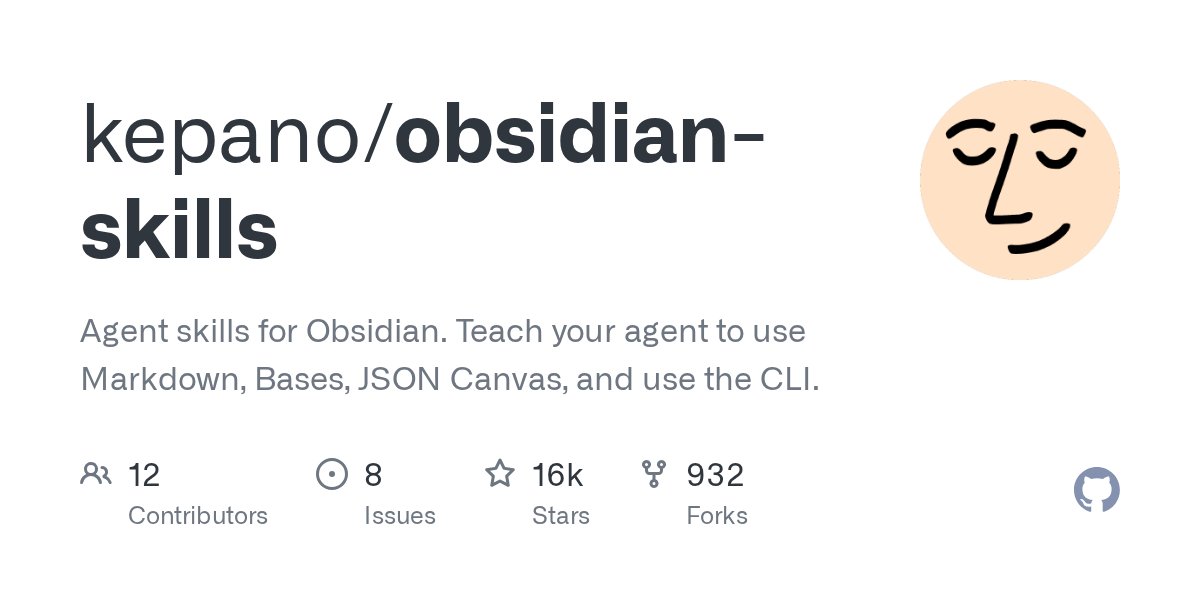 obsidian-skills GitHub repository by kepano with 16K stars