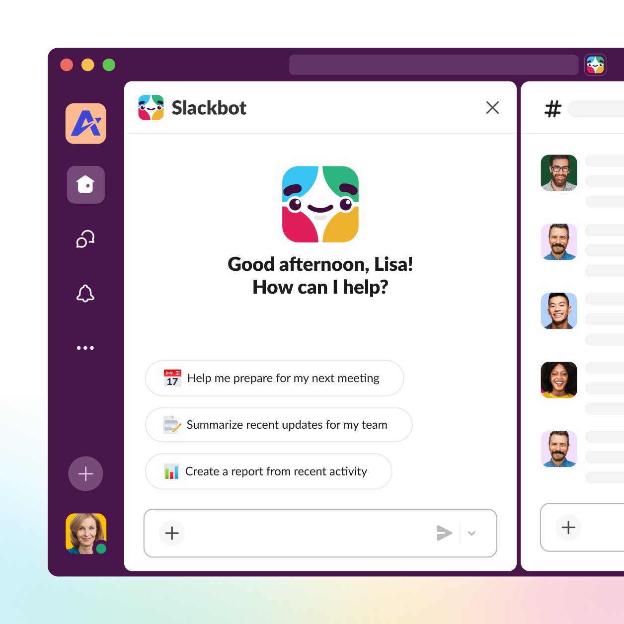 Slack AI agent announcement showing the new Slackbot interface