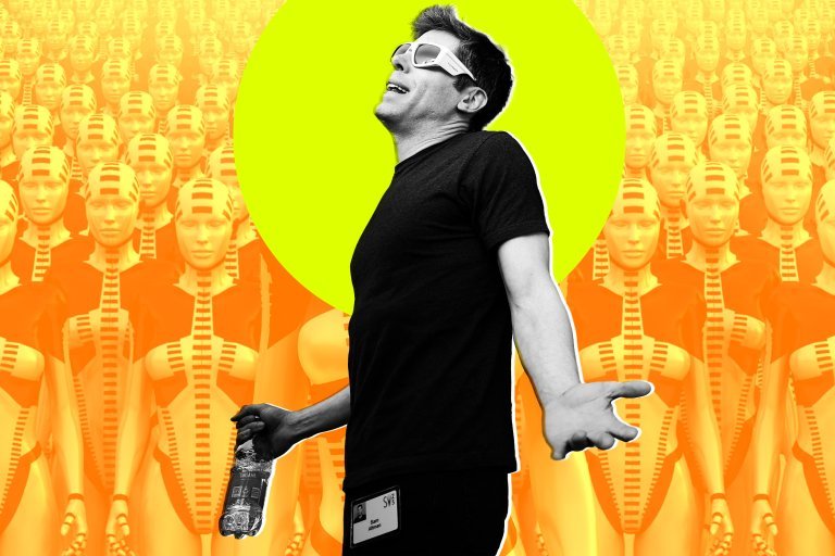 Illustration showing AI automation disrupting labor markets and displacing white-collar workers