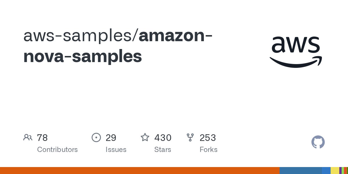 Amazon Nova Samples GitHub repository showing price comparison AI automation use case