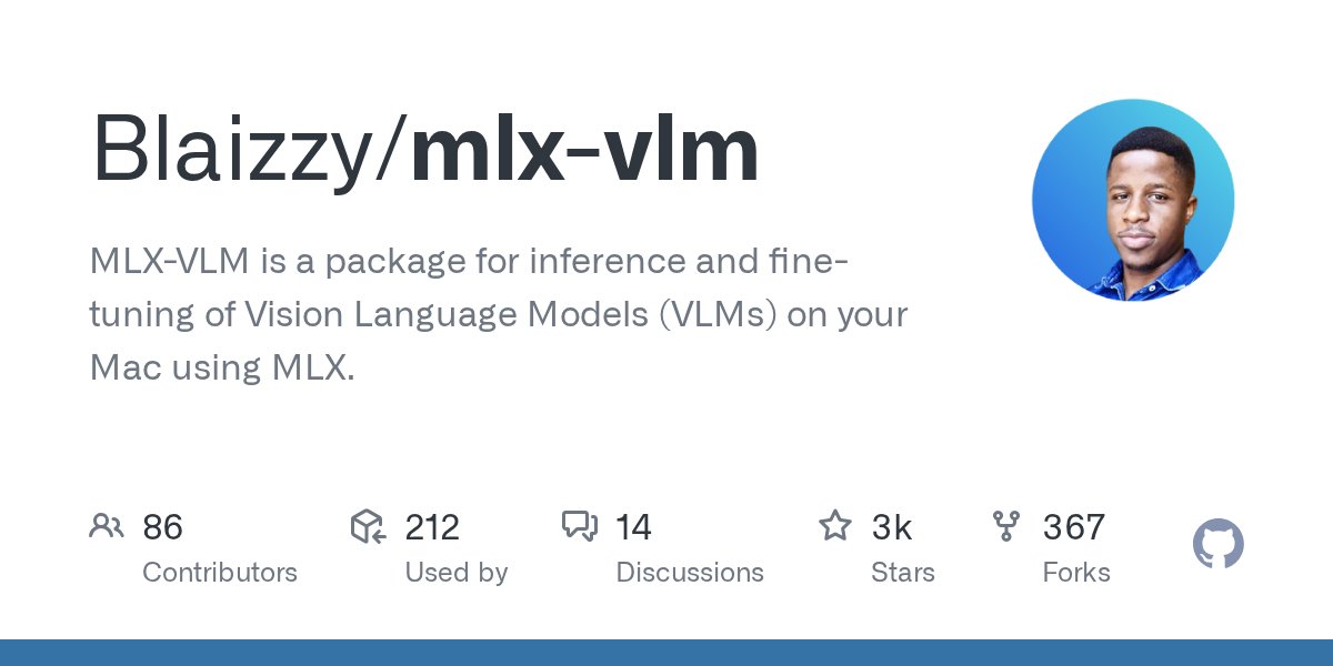 MLX-VLM GitHub repository — free local vision AI for Apple Silicon Mac, no cloud required