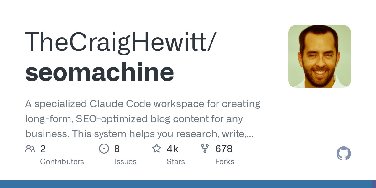 seomachine free Claude Code SEO automation tool — replaces $600/month content marketing stack, trending on GitHub April 2026