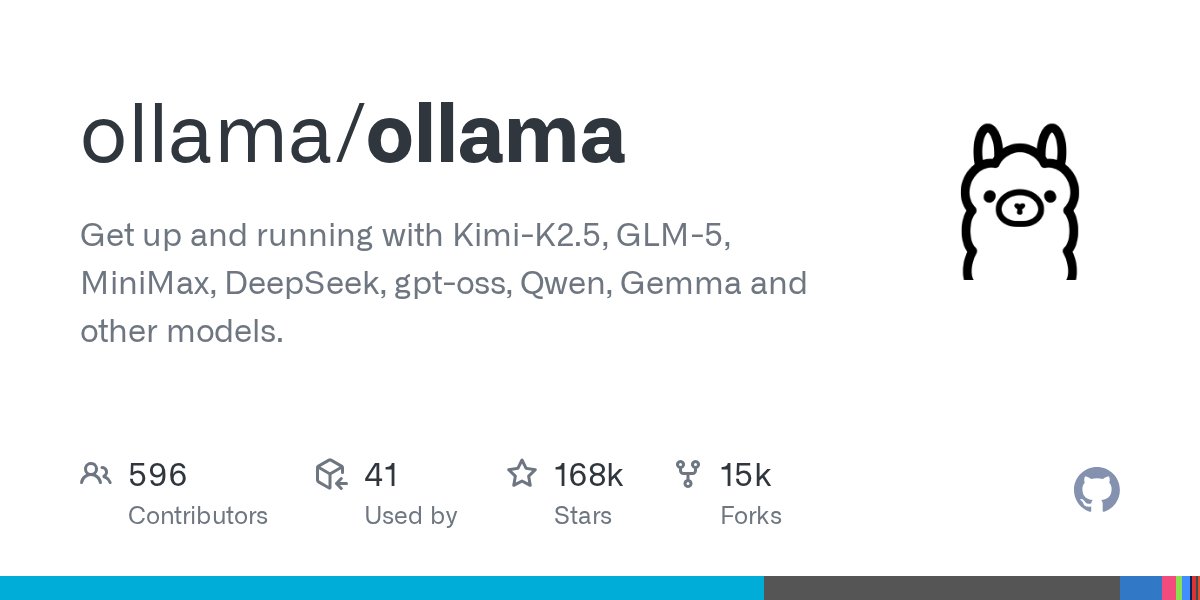 Ollama GitHub open-source repository — free local AI runner for macOS, Linux, and Windows
