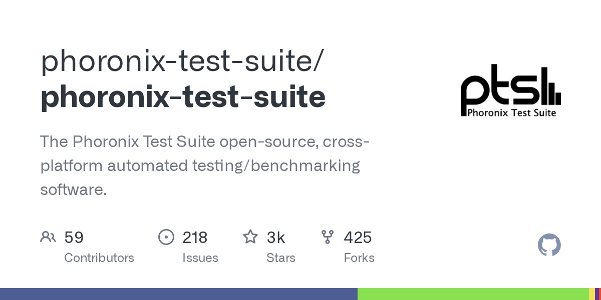 Phoronix Test Suite GitHub repository — open-source Linux hardware benchmarking and performance testing platform with 152+ related repos