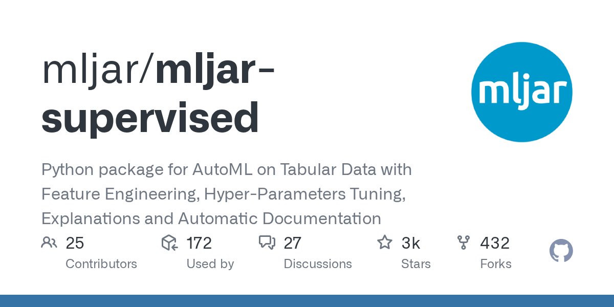 MLJAR AutoML open-source machine learning library on GitHub — the technical foundation behind Mljar Studio local AI analyst