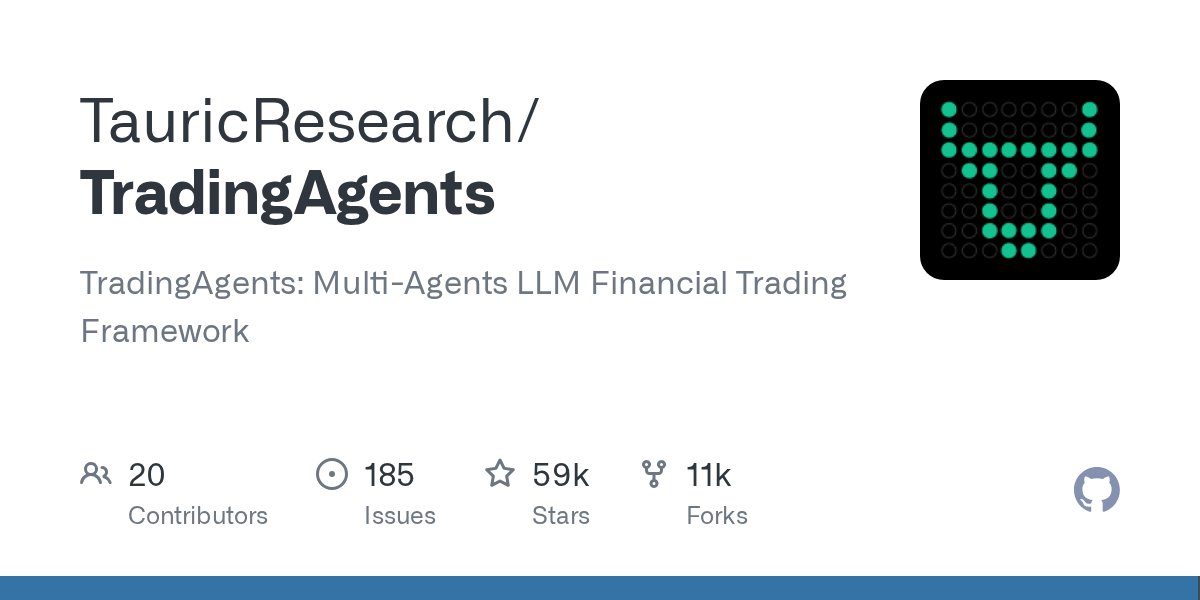 TradingAgents open-source multi-agent LLM trading framework — free AI trading automation by TauricResearch on GitHub
